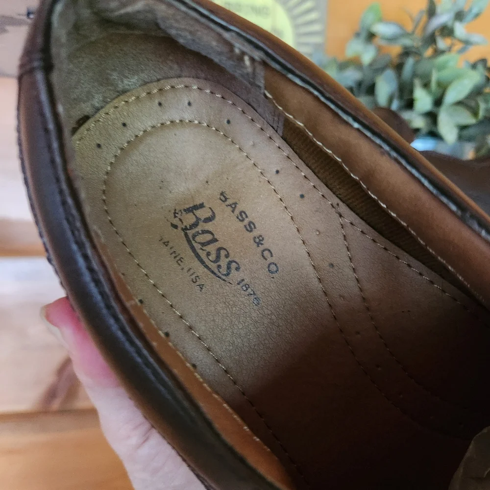 G.H. Bass & Co Glenn Brown Leather Slip On Loafers Casual Square Shoes‎ Sz 10 M